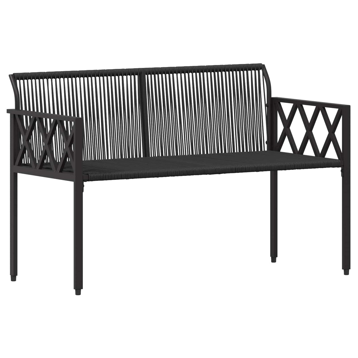 Outdoor Furniture Set 4 pcs Black and Cream White Poly Rattan