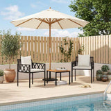 Outdoor Furniture Set 3 pcs Black and Cream White Poly Rattan - Side View