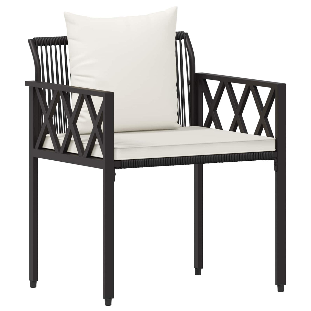 Outdoor Furniture Set 3 pcs Black and Cream White Poly Rattan