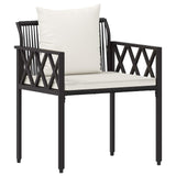 Outdoor Furniture Set 3 pcs Black and Cream White Poly Rattan - Top-Down View