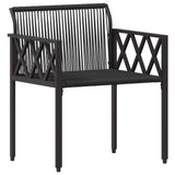 Outdoor Furniture Set 3 pcs Black and Cream White Poly Rattan