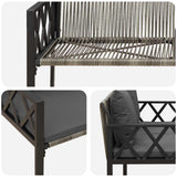 Outdoor Benches 2 -Seater 116 x 56 x 75 cm Poly Rattan - Low Angle