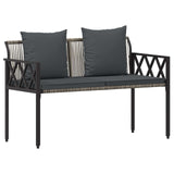 Outdoor Benches 2 -Seater 116 x 56 x 75 cm Poly Rattan - Front View
