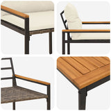 Outdoor Furniture Set 3 pcs Cream White Poly Rattan - Low Angle