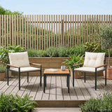 Outdoor Furniture Set 3 pcs Cream White Poly Rattan - Side View