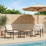 Outdoor Furniture Set 3 pcs Cream White Poly Rattan