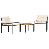 Outdoor Furniture Set 3 pcs Cream White Poly Rattan - Front View