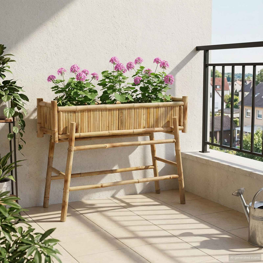 Garden Planter With Holder Natural 100 x 38 x 74 cm Bamboo