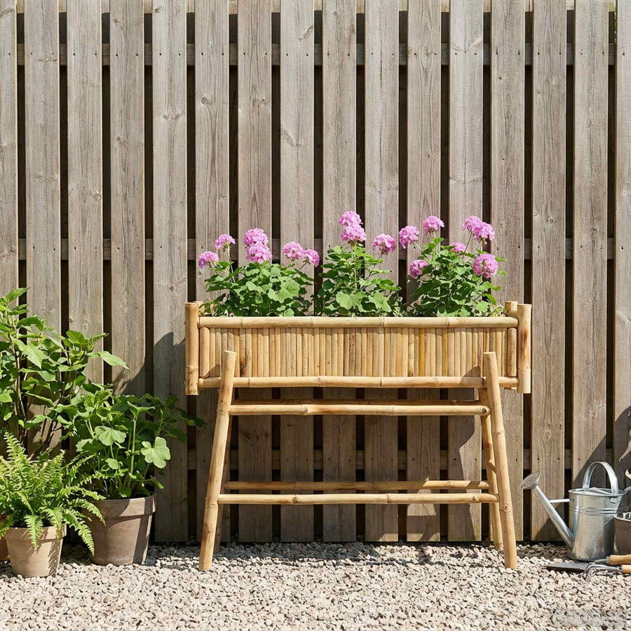Garden Planter With Holder Natural 100 x 38 x 74 cm Bamboo