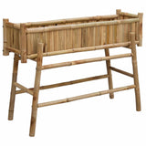 Garden Planter with Holder Natural 100 x 38 x 74 cm Bamboo - Front View