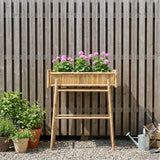 Garden Planter with Holder Natural 100 x 38 x 114 cm Bamboo - Side View
