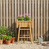 Garden Planter with Holder Natural 50 x 38 x 74 cm Bamboo - Side View