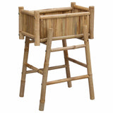 Garden Planter with Holder Natural 50 x 38 x 74 cm Bamboo - Front View