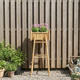 Garden Planter with Holder Natural 50 x 38 x 114 cm Bamboo - Side View