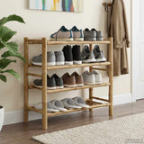 Shoe Rack with Shelf Natural 68 x 28 x 63 cm Bamboo - Side View