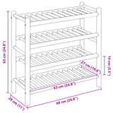 Shoe Rack with Shelf Natural 68 x 28 x 63 cm Bamboo - Low Angle