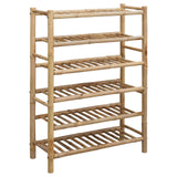 Shoe Rack with Shelf Natural 68 x 28 x 96 cm Bamboo - Front View