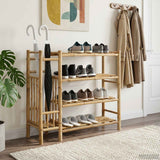 Shoe Rack with Shelf Natural 88 x 27 x 80 cm Bamboo - Side View