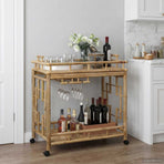 Wine Trolley with Wheels Natural 85 x 50 x 93 cm Bamboo