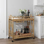 Wine Trolley with Wheels Natural 85 x 50 x 93 cm Bamboo