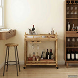 Wine Trolley with Wheels Natural 85 x 50 x 93 cm Bamboo - Side View