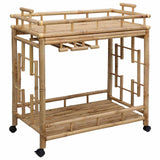 Wine Trolley with Wheels Natural 85 x 50 x 93 cm Bamboo - Front View