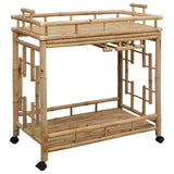 Wine Trolley with Wheels Natural 85 x 50 x 93 cm Bamboo - Rear View