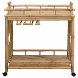 Wine Trolley with Wheels Natural 85 x 50 x 93 cm Bamboo - Top-Down View