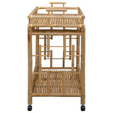 Wine Trolley with Wheels Natural 85 x 50 x 93 cm Bamboo - 45-Degree Angle