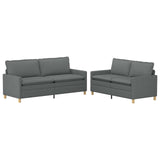 Sofa Set 2 pcs Dark Grey Fabric