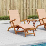 Reclining and Folding Sunlounger 2 pcs Solid Acacia Wood Beige