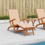 Reclining and Folding Sunlounger 2 pcs Solid Acacia Wood Beige