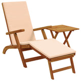 Reclining and Folding Sunlounger 2 pcs Beige Solid Acacia Wood - Front View