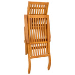 Reclining and Folding Sunlounger 2 pcs Solid Acacia Wood Beige