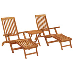 Reclining and Folding Sunlounger 2 pcs Solid Acacia Wood