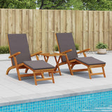 Reclining and Folding Sunlounger 3 pcs Solid Acacia Wood
