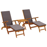 Reclining and Folding Sunlounger Folding 3 pcs Dark Grey