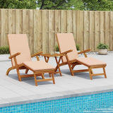 Reclining and Folding Sunlounger 3 pcs Solid Acacia Wood Beige