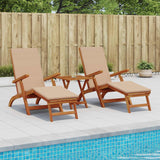 Reclining and Folding Sunlounger 3 pcs Solid Acacia Wood Taupe