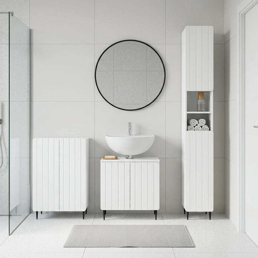 3 Piece Bathroom Cabinet Set ZWOLLE White Engineered Wood