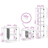3 Piece Bathroom Cabinet Set HOORN White Engineered Wood - Low Angle