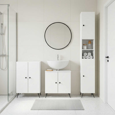 3 Piece Bathroom Cabinet Set BREDA White Engineered Wood