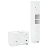 2 Piece Bathroom Cabinet Set EDE White Engineered Wood