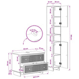2 Piece Bathroom Cabinet Set EDE White Engineered Wood - Low Angle