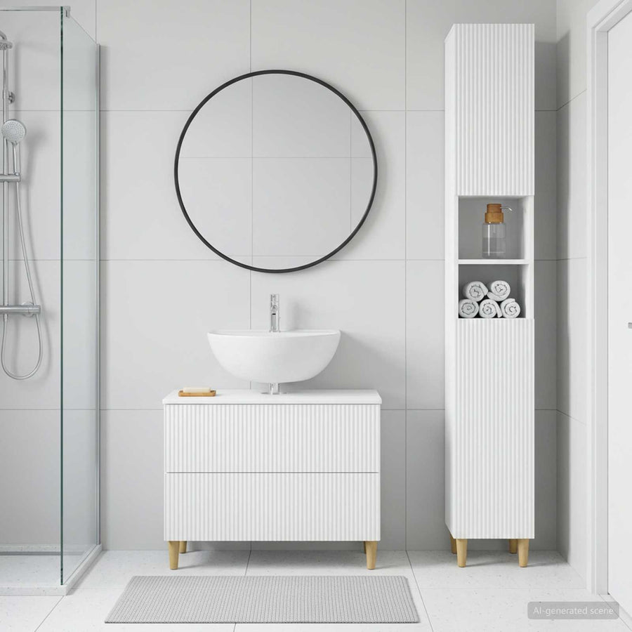 2 Piece Bathroom Cabinet Set ARNHEM White Engineered Wood