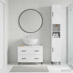 2 Piece Bathroom Cabinet Set HAARLEM White Engineered Wood