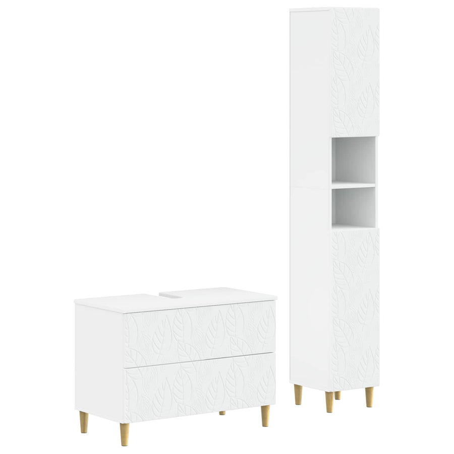 2 Piece Bathroom Cabinet Set DELFT White Engineered Wood