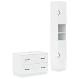2 Piece Bathroom Cabinet Set HOORN White Engineered Wood