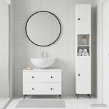 2 Piece Bathroom Cabinet Set BREDA White Engineered Wood