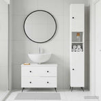2 Piece Bathroom Cabinet Set BREDA White Engineered Wood